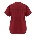 thumbnail image 5 of Roncen Ladies' V-Neck Blouse with Gold Buttons - Casual Short Sleeve Top in Breathable Cotton with Roll-Tab Sleeves, 5 of 6