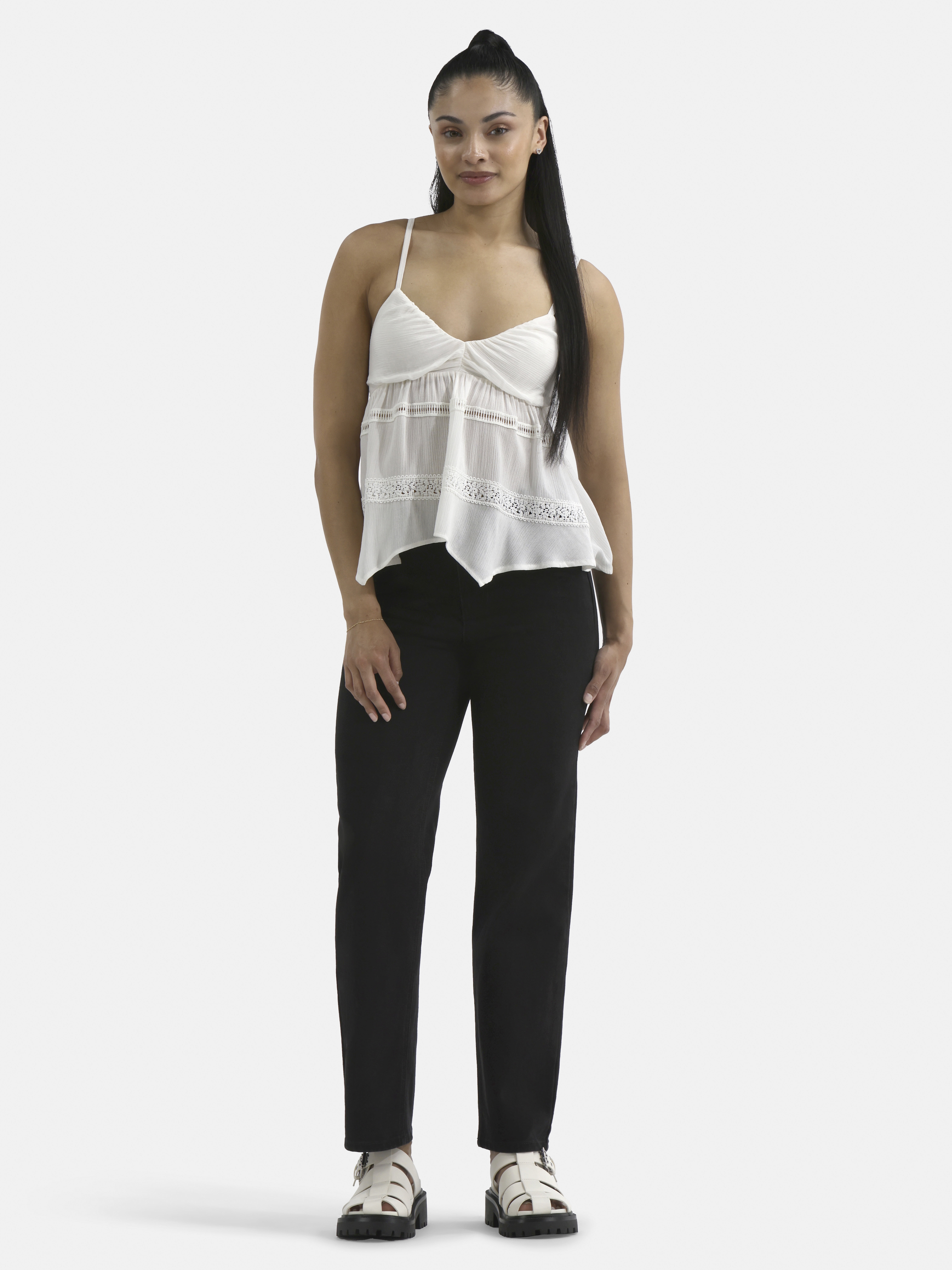 No Boundaries Hanky Hem Cami with Lace, Women's