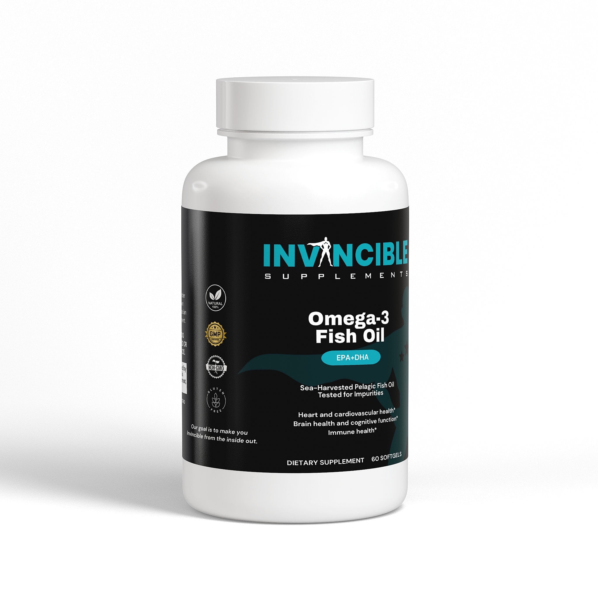 Invincible Supplements Omega-3 Fish Oil Softgels - 432 mg EPA / 288 mg DHA per Serving - Supports Heart Health, Brain & Vision- 60 Ct