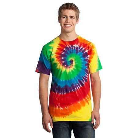 Port Company PC147 Mens Tie Dye T-Shirt - Rainbow - (Best Color Tie For Pink Shirt)