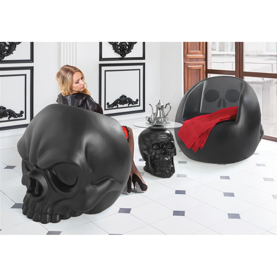 Design Toscano Lost Souls Gothic Skull Sculptural Chair Black