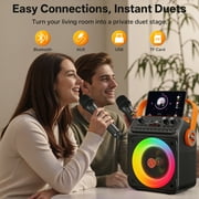 JYX Karaoke Machine for Adult, Portable Bluetooth Karaoke Speaker with 2 Microphones, Singing Party Speaker with Dj Lights for Outdoor, Home