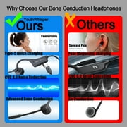 YouthWhisper Bone Conduction Headphones with Mic, Open Ear Wireless Headset with Boom Mic, Bluetooth Noise Canceling Headphones for Home Office, Driving, Traveling, Workouts