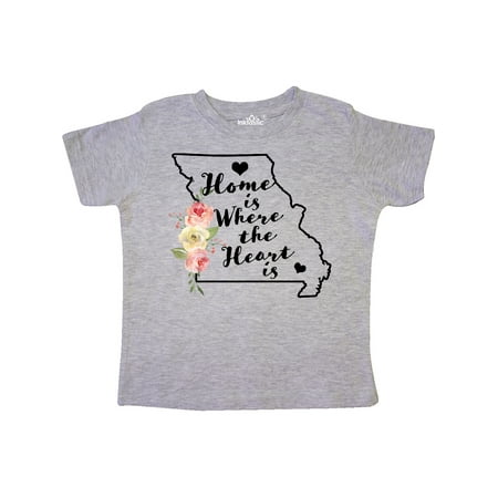 

Inktastic Missouri Home is Where the Heart is with Watercolor Floral Gift Toddler Boy or Toddler Girl T-Shirt