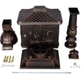 thumbnail image 6 of Mailbox, Heavy Duty Cast Aluminum Security Postal Box, Antique Post-Mounted Mail Box with 2 Keys for Courtyard Villa Decoration - Bronze, 6 of 7