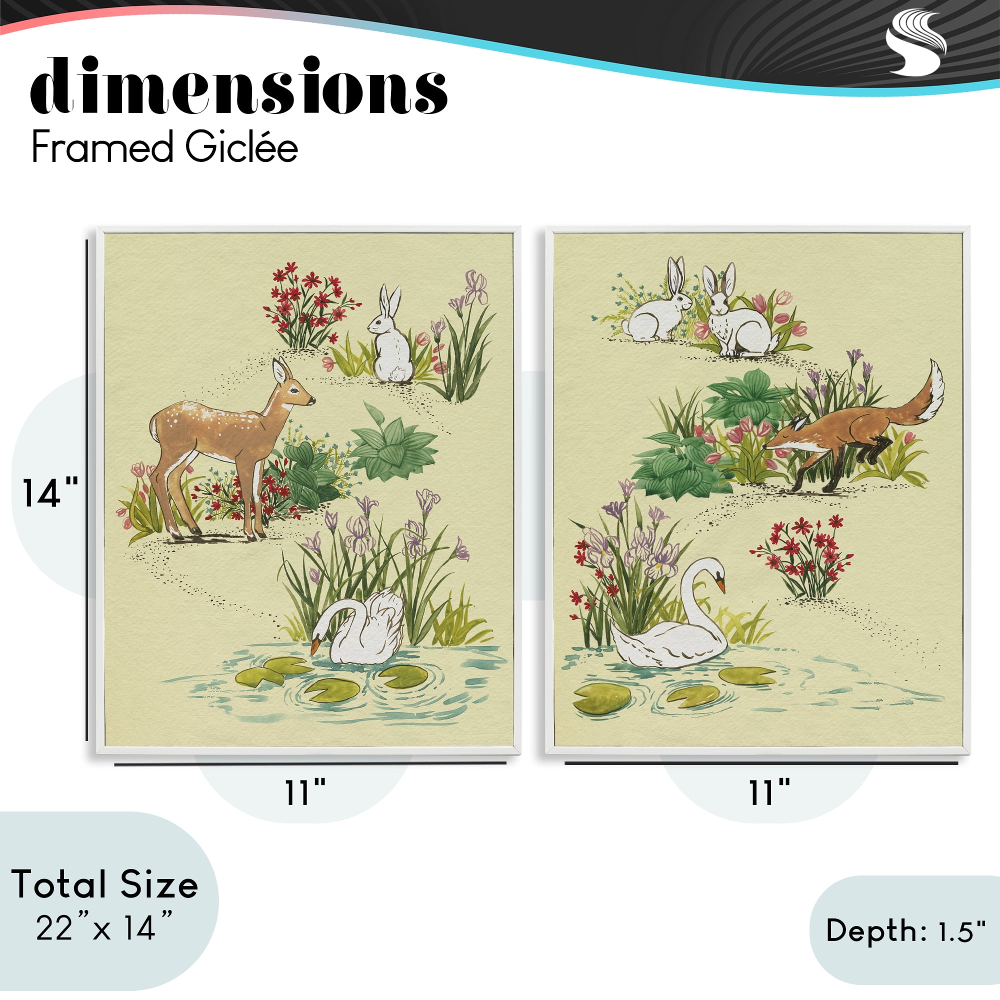 Stupell Industries Spring Animals in Nature 2 Piece White Framed Giclee Art Set, design by Grace Popp