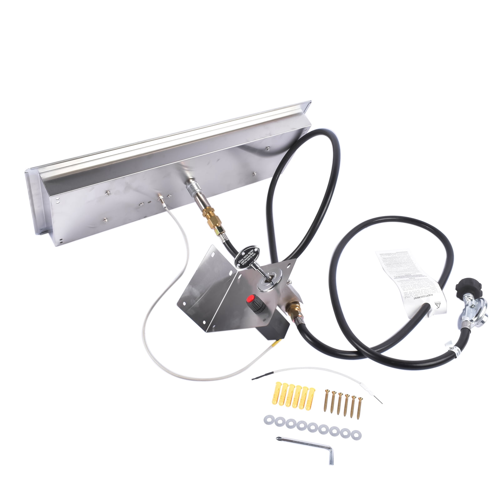 24x8 Inch Stainless Steel Rectangular Fire Pit Burner Pan Kit for Indoor & Outdoor Use