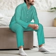 thumbnail image 7 of Fuzoiu Turquoise Glitter Print Men's Long-Sleeved Pajama,Lounge Button Down Nightwear,Mens Notch Collar Pajama Set -X-Large, 7 of 7