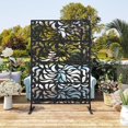 thumbnail image 5 of Sunvasagoo Metal Privacy Screen Panels 46"x71", Freestanding Garden Divider, Black, 5 of 8