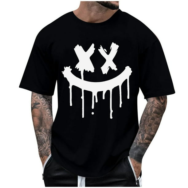 Camisetas de Cuello de la Tripulación de los Hombres de Poliéster Impreso en Seco Rápido, Cuello Redondo de Corte 3D para Gimnasio, Carrera, Ciclismo Y Ocasional