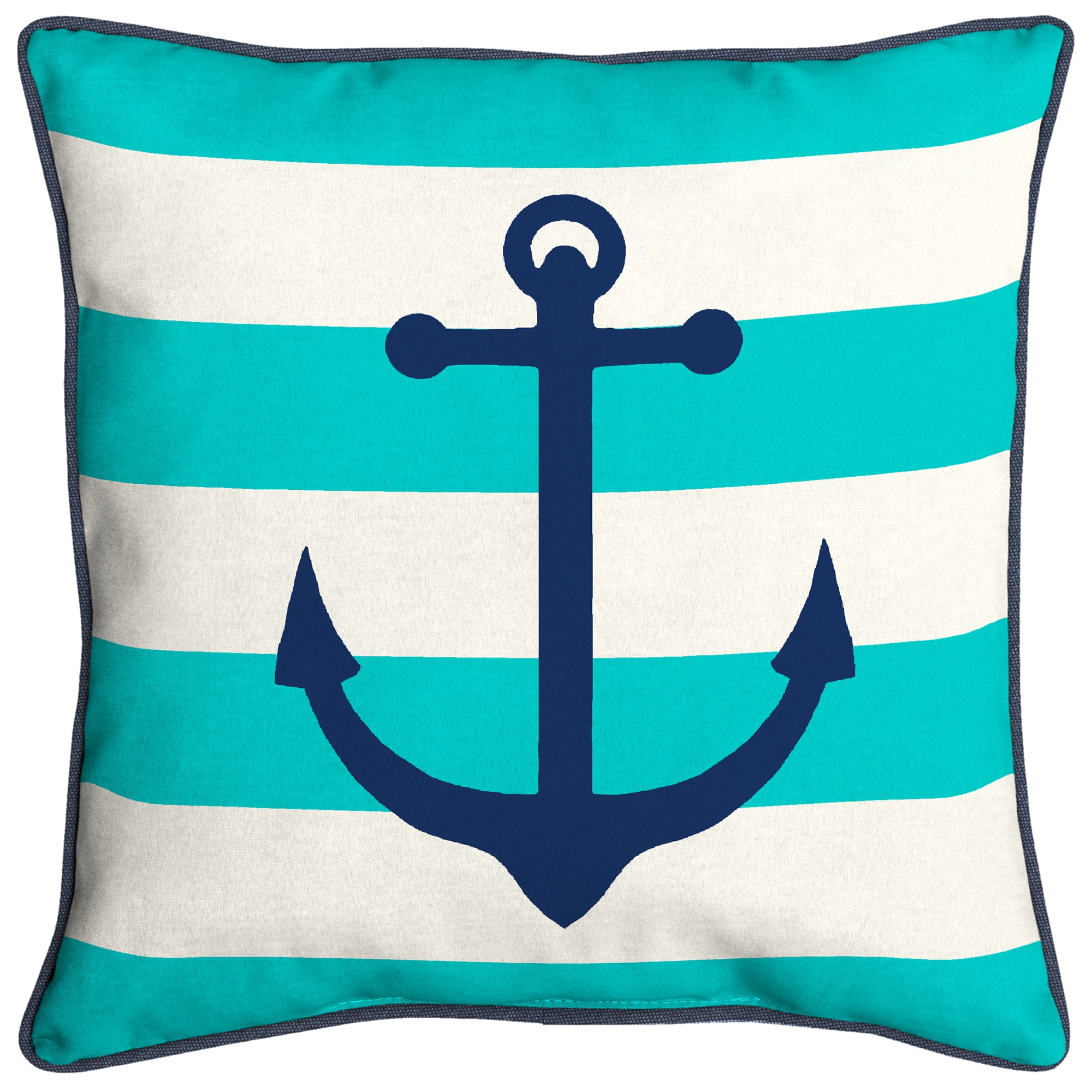 Oceantex 20" x 20" Blue Anchor Square Outdoor Throw Pillow