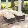 thumbnail image 5 of AVAWING Durable Ottoman Footstools with Removable Cushions, Rattan, Beige, 2 Pieces, 5 of 7