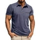 thumbnail image 2 of pstuiky camisetas de hombre, Camisa tipo cárdigan informal de punto liso con manga corta y bolsillo con solapa para hombre camisas casuales para hombre xxl, 2 of 7