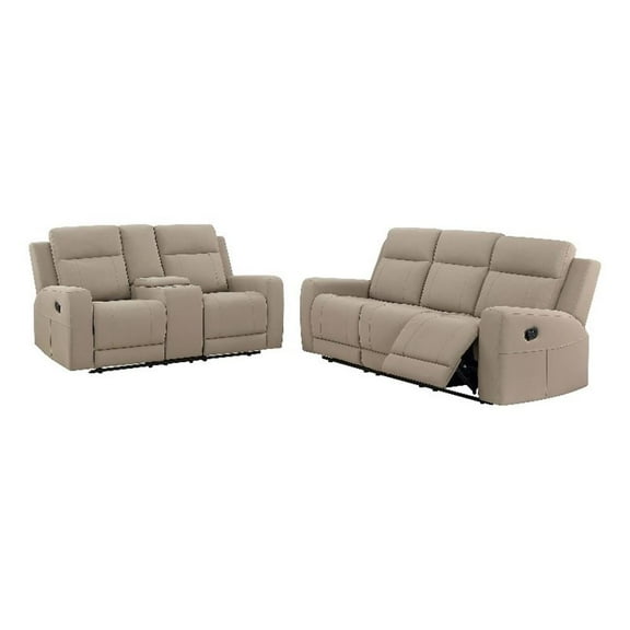 Brentwood 2-piece Upholstered Reclining Sofa Set Taupe