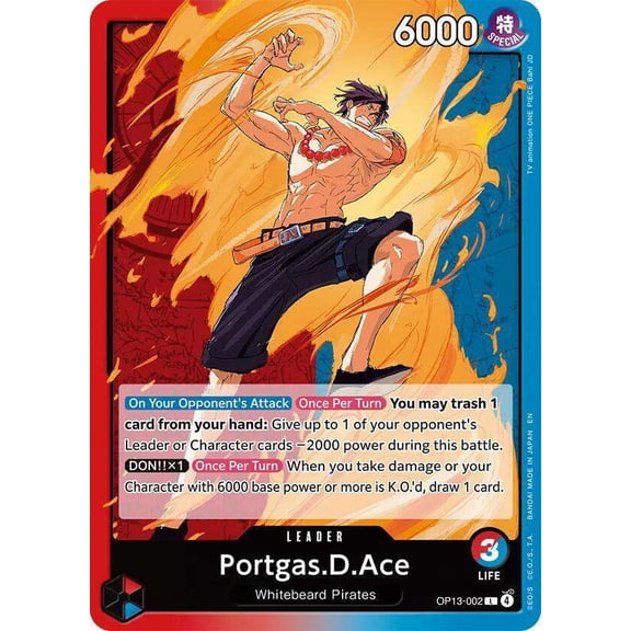 One Piece Carrying On His Will Leader Portgas.D.Ace OP13-002