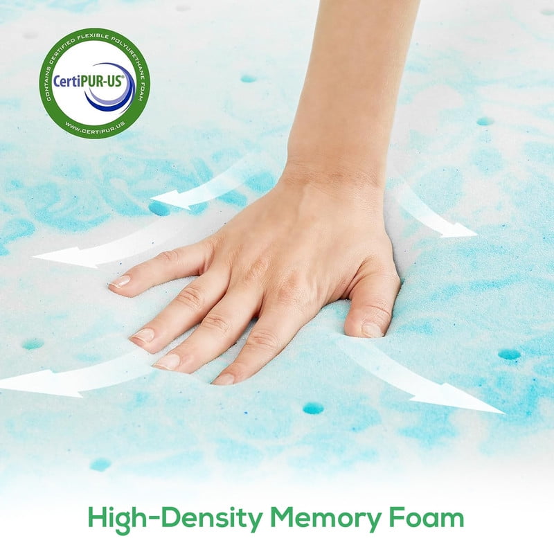 TINKLE WELL Memory Foam Mattress, 3" Thick Gel-Infused Cooling, Twin Size, CertiPUR-US Certified for Cooler, Pressure-Relieving Sleep, Blue