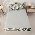 thumbnail image 4 of Erosebridal Forest Camouflage Pattern Zipper Queen Comforter Set with Fitted Sheet and 2 Pillowcases,Deer Bear Silhouette Print Zipper Bedding Set,Green Black,Grey Reversible, 4 of 6