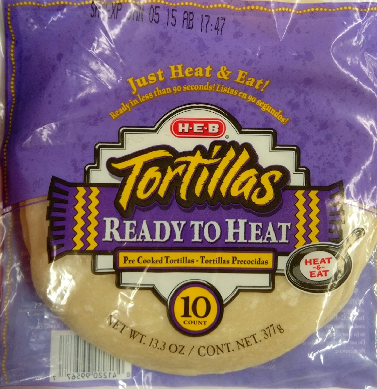 HEB Ready to Heat Flour Tortillas 13.3oz/10 Count Bag (Pack of 6