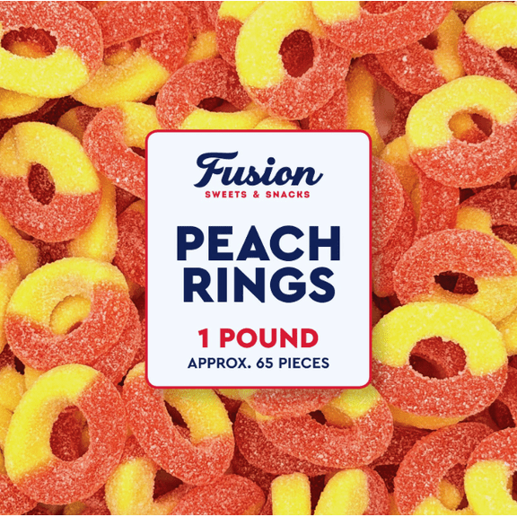 Peach Rings Gummy Candy 1 lb – Soft Chewy Sweet & Sour Gummies Bulk Bag, Juicy Peach Rings Bulk For Snacking, Party Treats & Candy Bowls