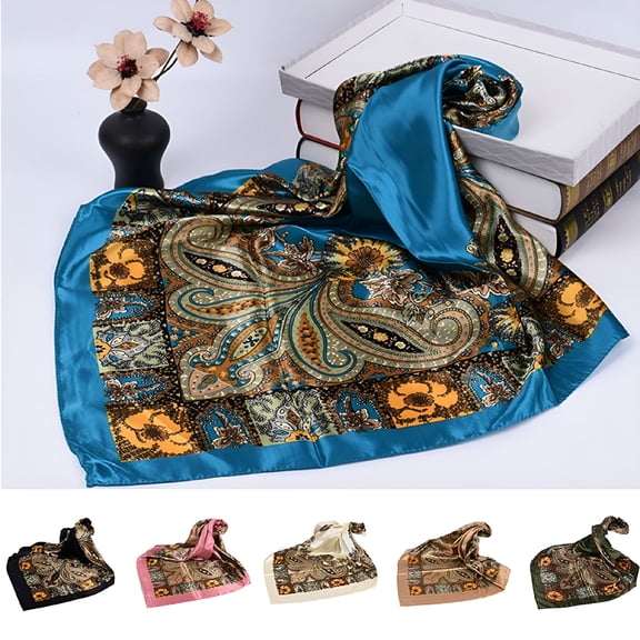 TELOLY Retro Head Scarf Satin Large Square Hair Scarves Silk Soft Lightweight Neck Scarf Head Wraps Headscarf for Women