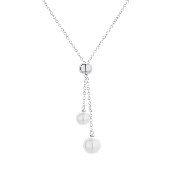 Amy and Annette Oval Cultured Pearl Drop Necklace, 18 in, Cable