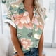 thumbnail image 1 of Fiudx Liquidación de Ofertas Flash Camisa con Botones de Solapa Estampada Informal Regular de Manga Corta a La Moda para Mujer, 1 of 5