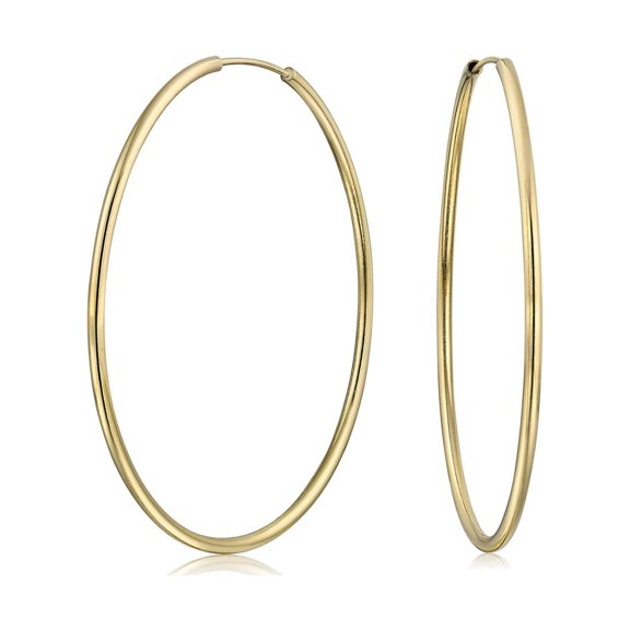 Timeless Minimalist Endless Continuous Lightweight Simple Thin 2mm Tube Hoop Earrings 18K Gold Plated Brass for Women Teens Polished Finish 2, 2.5 2.75 Inch Diameter