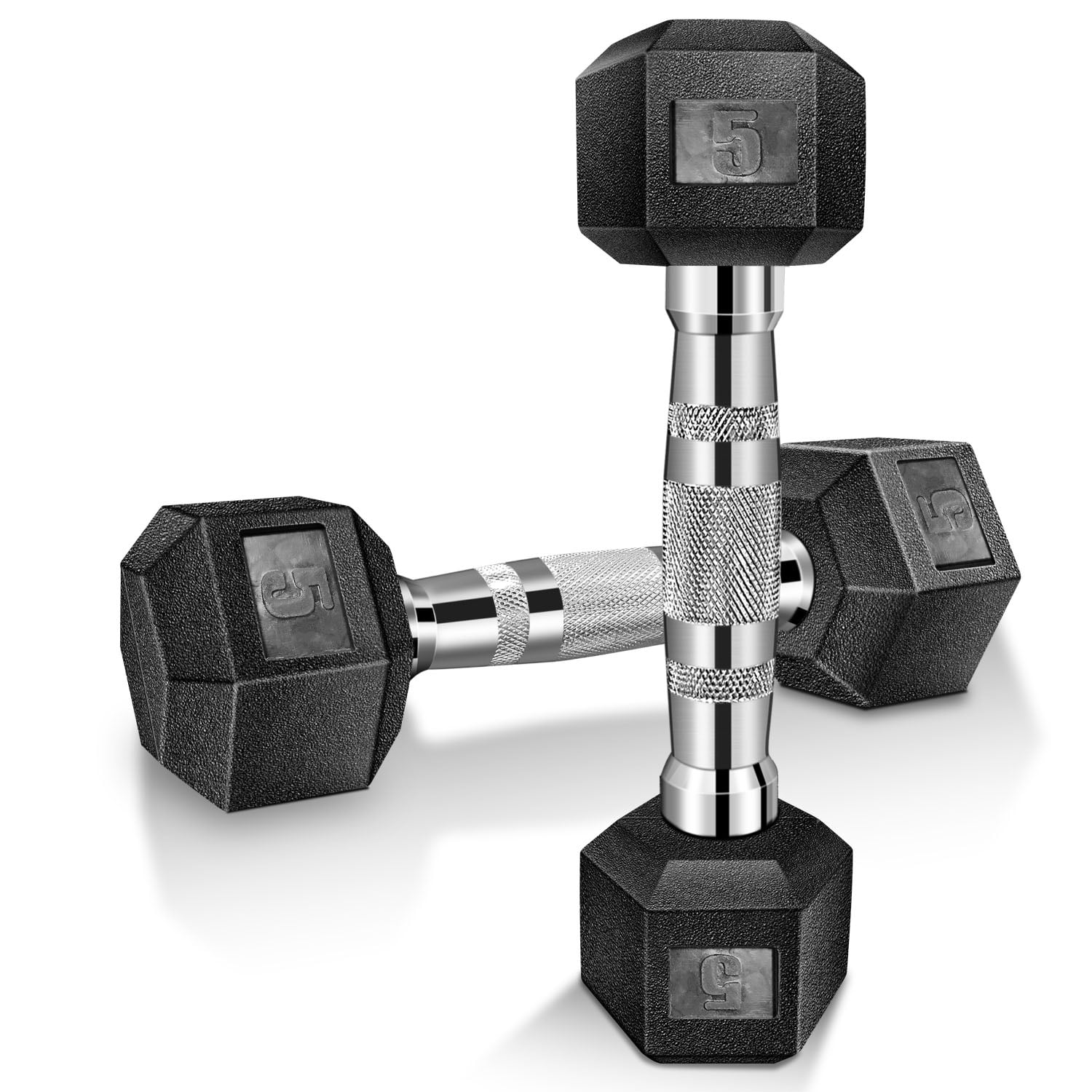 Pair of Rubber Coated Hex Dumbbell Hand Weight Set 5 lb to 50 Pound 