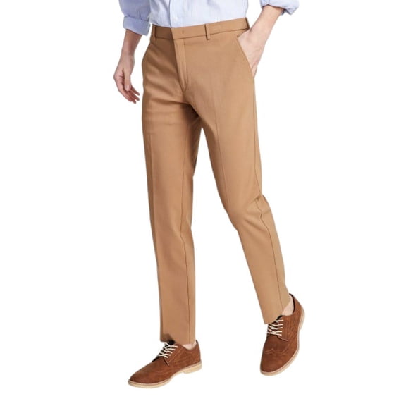 Tommy Hilfiger Mens Modern fit Dress Pants 34 / 30 Beige Solid Stretch