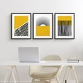 thumbnail image 2 of PixonSign Framed Wall Art Collage Print Gallery Set Yellow Black Paint Stroke and Polygon Color Block Variety Abstract Shapes Illustrations Modern for Living Room, Bedroom, Office - 12"x16"x3 BLACK, 2 of 6