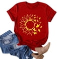 thumbnail image 4 of Outfmvch Tops for Women Trendy Spring Tops for Women 2024 Womens Tops Shirts for Women Sunflower Summer T Shirt Plus Size Loose Blouse Short Sleeve Graphic Casual Tees Polyester Spandex Red L, 4 of 5