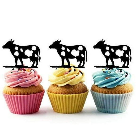 Whimsical Practicality's Cow Silhouette Acrylic Cupcake Toppers 12 pcs