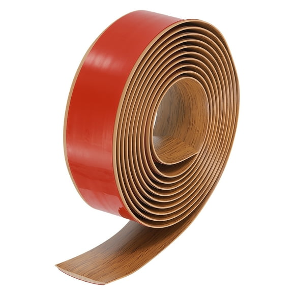 Uxcell 9.84Ft x 1.6" Floor Transition Strip, Self-Adhesive Vinyl Floor Gap Cover Strips, Laminate Floor Edge Trim, Flat Divider Strip for Joining Carpet to Tile, Brown Wood Grain