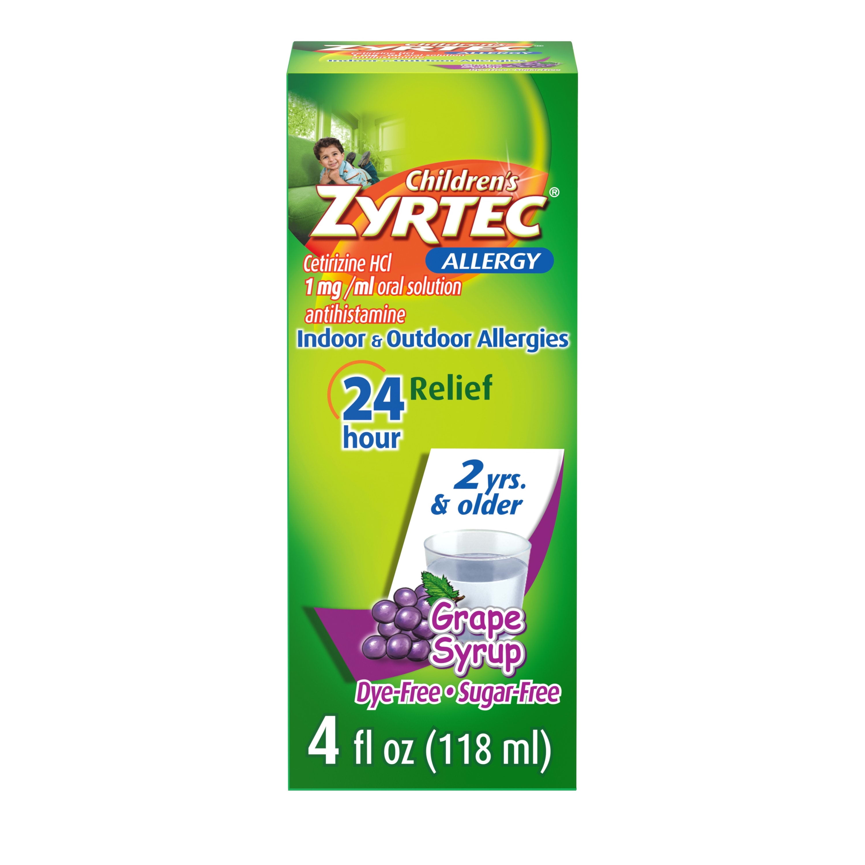 Zyrtec 24 Hour Children's Allergy Relief Syrup, Grape Flavor, 4 fl. oz