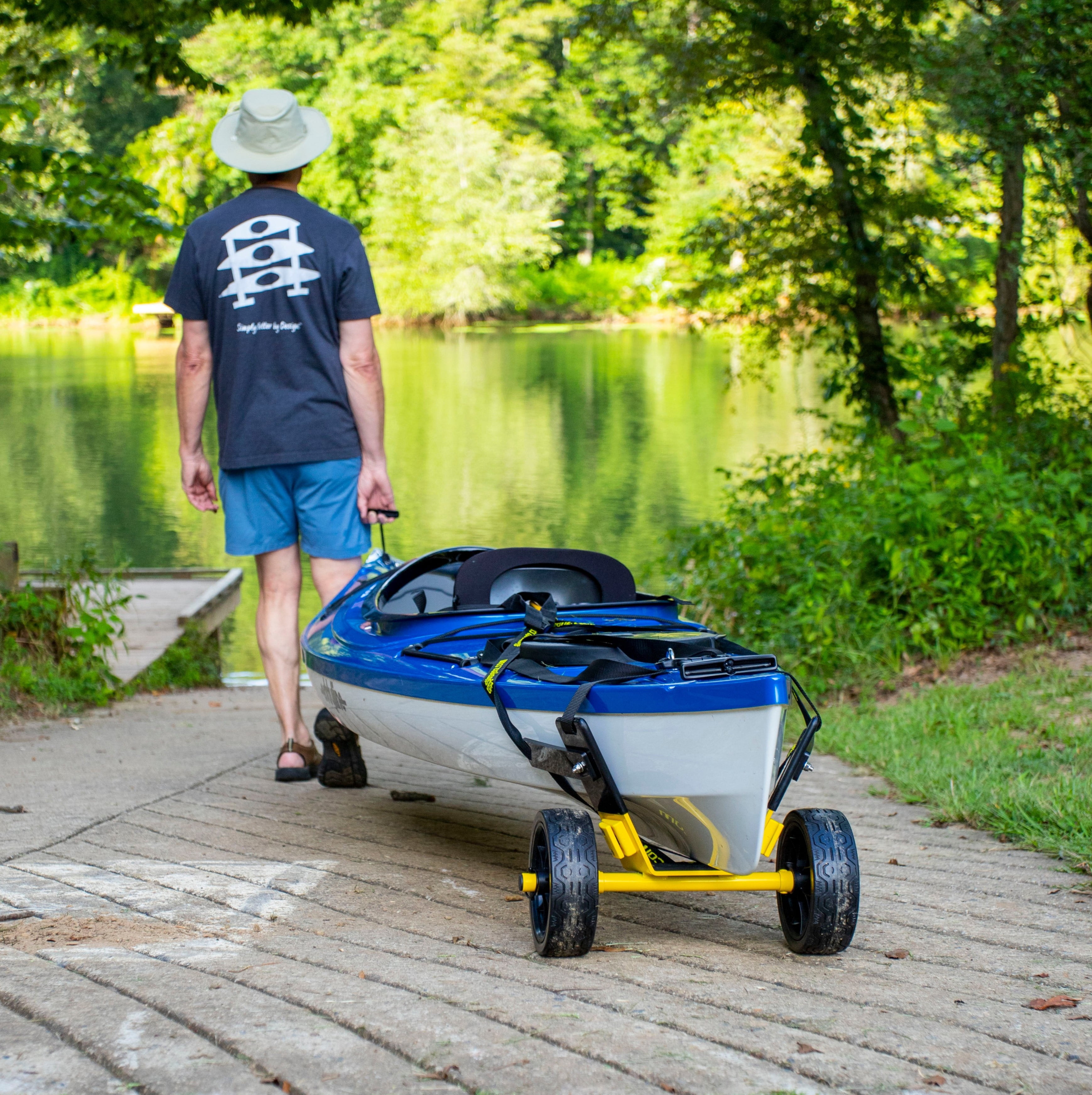 Suspenz Kayak Canoe Stern Cart, EZ-Stow Transport Trolley, Straps, Lightweight, Compact, 130lb Capacity