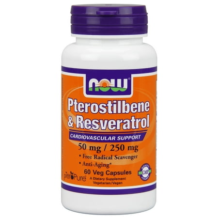 NOW Foods & Pterostlbene Resveratrol cardiovasculaire Soutien, 50mg / 250mg, 60 Ct