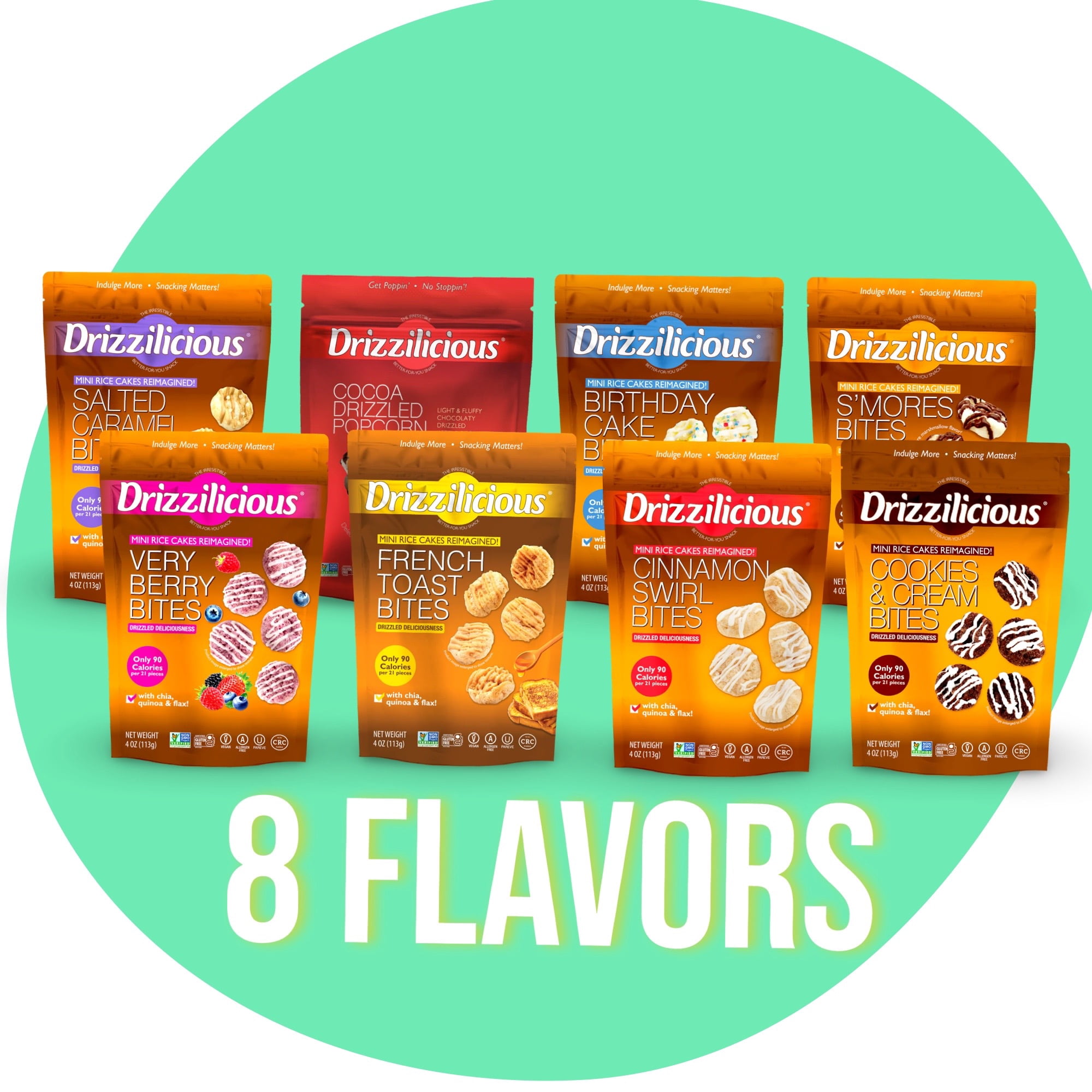 Drizzilicious Mini Rice Cake Bites, Birthday Cake | 4 Bags