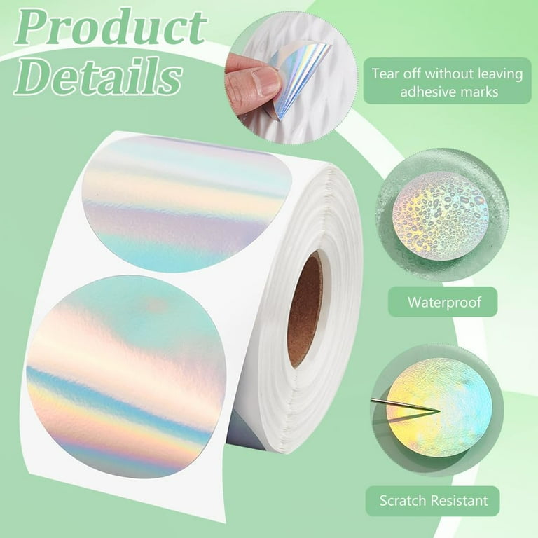 400st Holografische Thermische Etiketten, Zilveren Thermische Stickeretiketten Zelfklevend Thermische Printerstickers voor QR Code DIY Logo Ontwerp Naam Prijskaartje (5x5cm