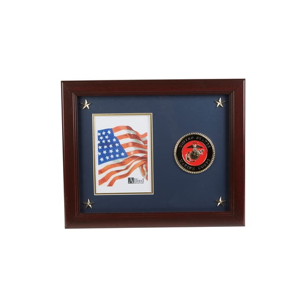 Allied Frame US Marine Corps Picture Frame with Medallion and Stars - 5 x 7 inch
