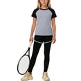 thumbnail image 5 of HAOTAGS Girls 3-Piece Active Set,Tee + Shorts + Pants Breathable School Quick-Dry Tee Round-Neck Comfort Outfit Gray 14-15T, 5 of 5