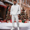 thumbnail image 3 of Nokdvo Tracksuits 2 Piece for Men Long Sleeve Solid Color Sweatsuit with Pockets Drawstring Hoodies and Sweatpants Two Piece Sets Workout Athletic Running Training Outdoor Outfits,White S, 3 of 4