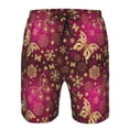 thumbnail image 3 of Honeii's Golden Snowflakes And And Butterflies Print Men's Casual Shorts with Drawstring，Swim Trunks Quick Dry Beach Shorts, 3 of 5