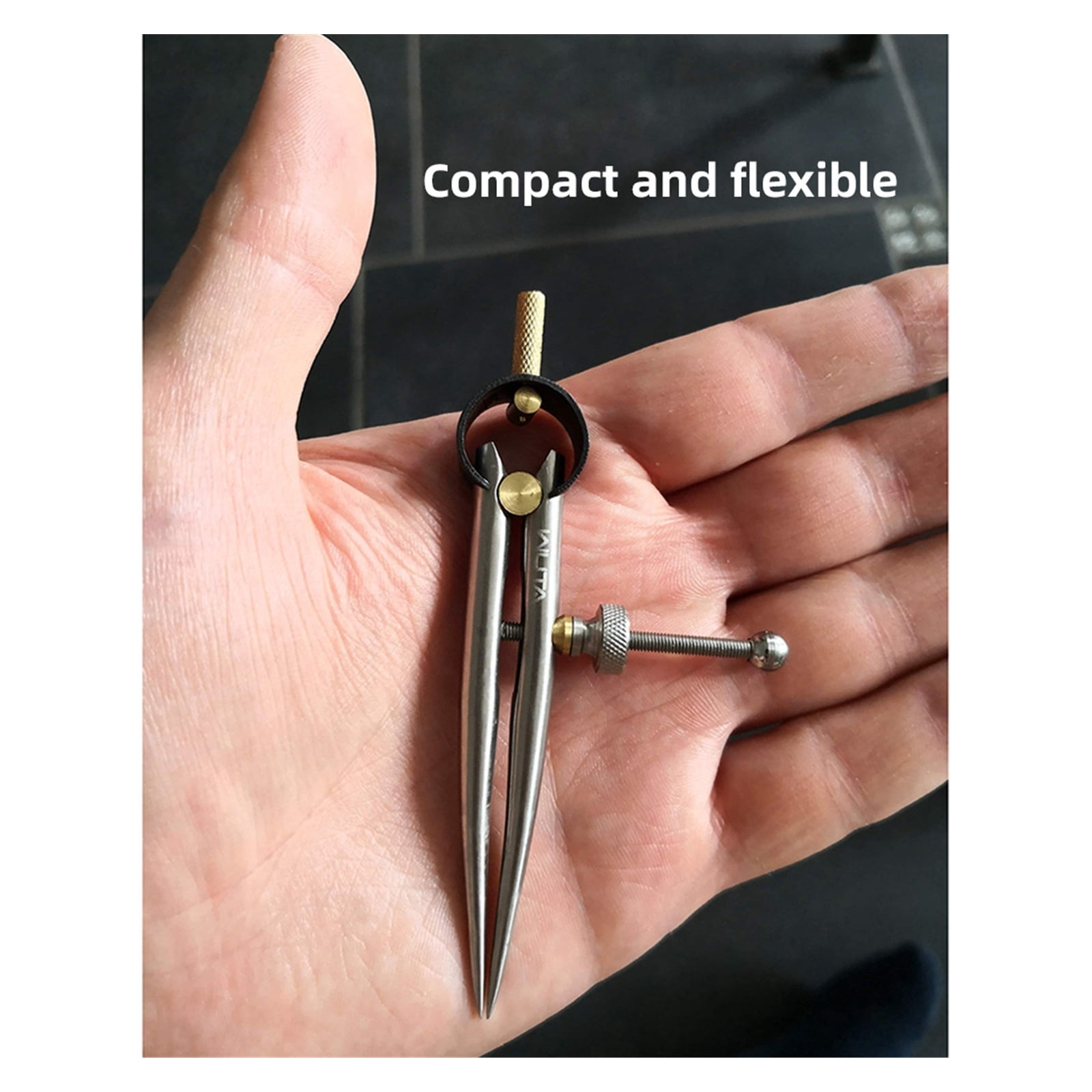 Stainless Steel Adjustable Wing Divider Spacing Compass Precision Tool For Drawing Circles, Geometry, Wood,Leather Craft ,Adjustable and Accurate