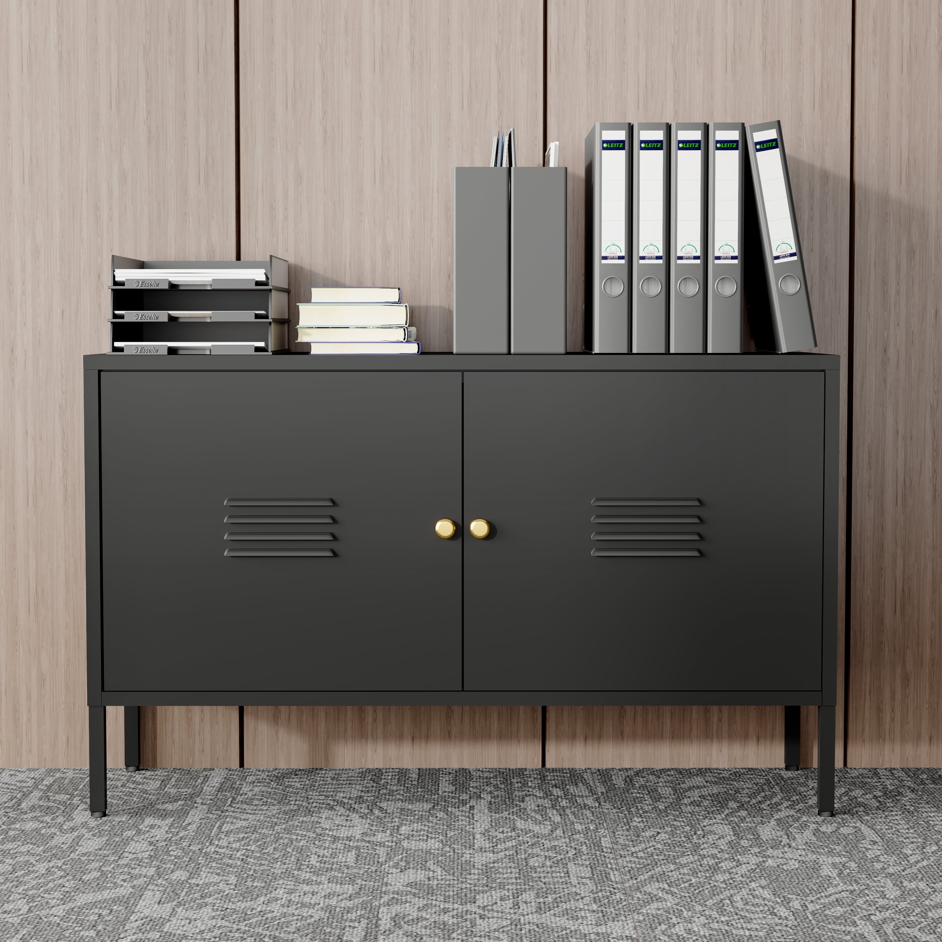 Metal Accent Storage Cabinet for Bed Room,Living Room,Home,Hotel,Office,Garage,2-Tier, Removable Shelf