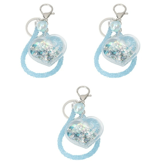 3 Pieces Quicksand Keychain Pendant Sequins Shiny