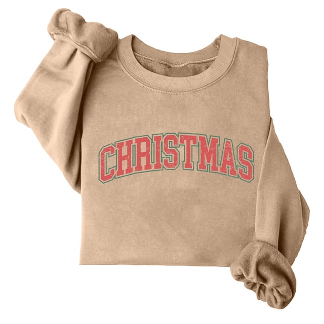 Amzcrzy Chandail pour Femmes Noël Mode pour Femmes T-Shirt à Manches Longues à Col Rond Imprimé Blouse Ample Chandails Sans Capuche Chandail de Noël Chandails à Manches Longues pour Femmes TG