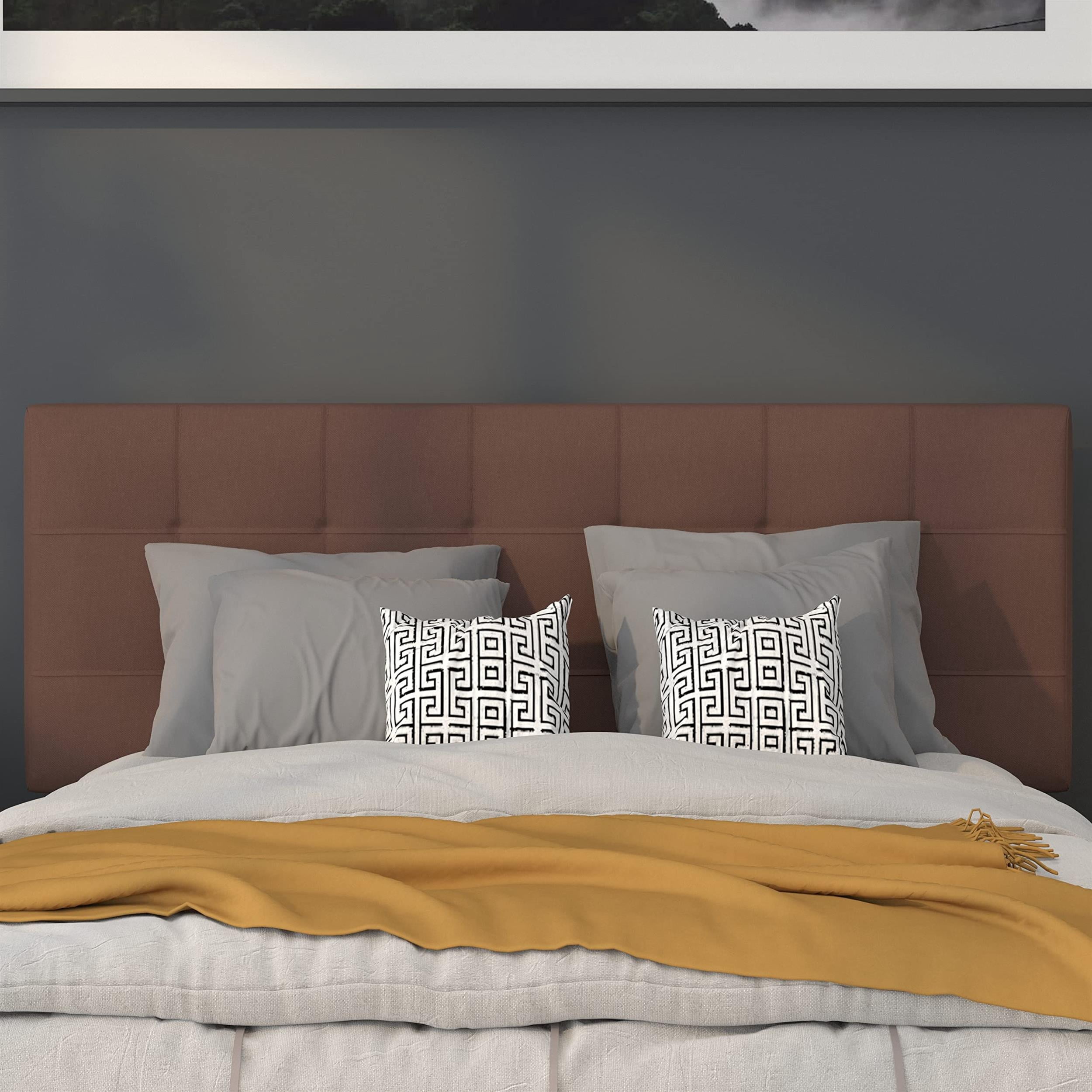 Afuera Living Contemporary Tufted Full Panel Headboard in Dark Brown