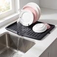 thumbnail image 3 of Aemutady Large Kitchen Plastic Draining Board for Sink Side, 17.7"x12.4" Quick-Drain Ridges Dish Rack, Spacious Countertop Tray, 3 of 6