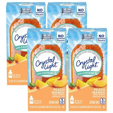 Crystal Light Peach Mango On-The-Go Powdered Drink Mix with Caffeine, 10 ct - 0.7 oz Box (Pack - 4)