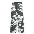 thumbnail image 7 of Boho Beach Pants for Women Casual Floral Print Elastic Waist Wide Straight Leg Loose Linen Cropped Pants with Pockets, 7 of 7